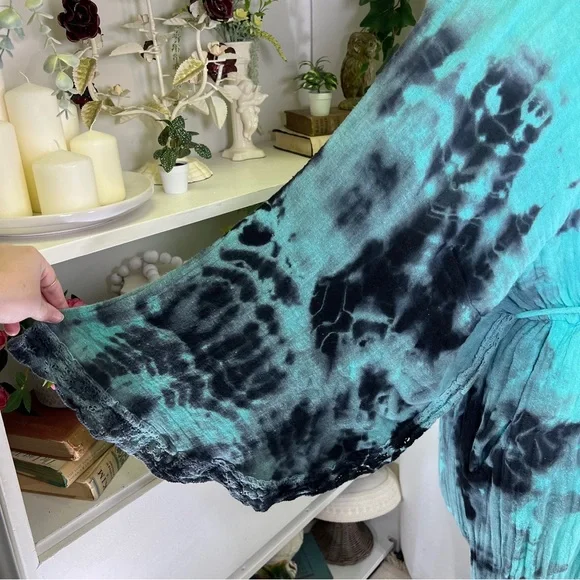 Jens Pirates Booty Blue and Black Cotton Gauze Wide Arm Jumpsuit - Picture 4 of 15